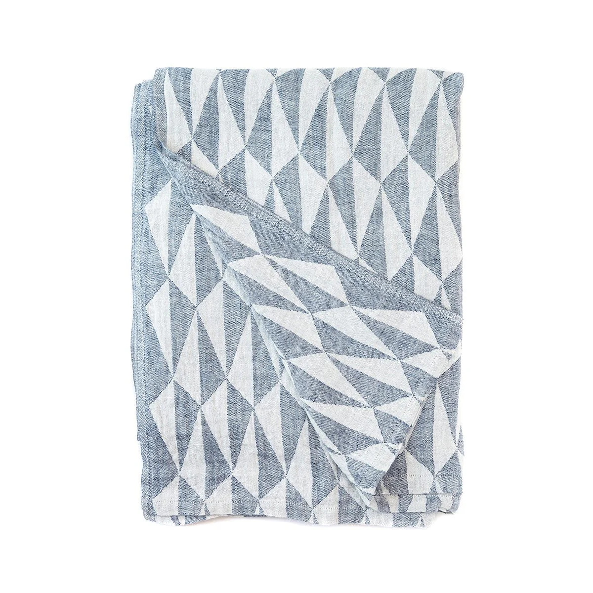 Blue Triangles Linen Blanket