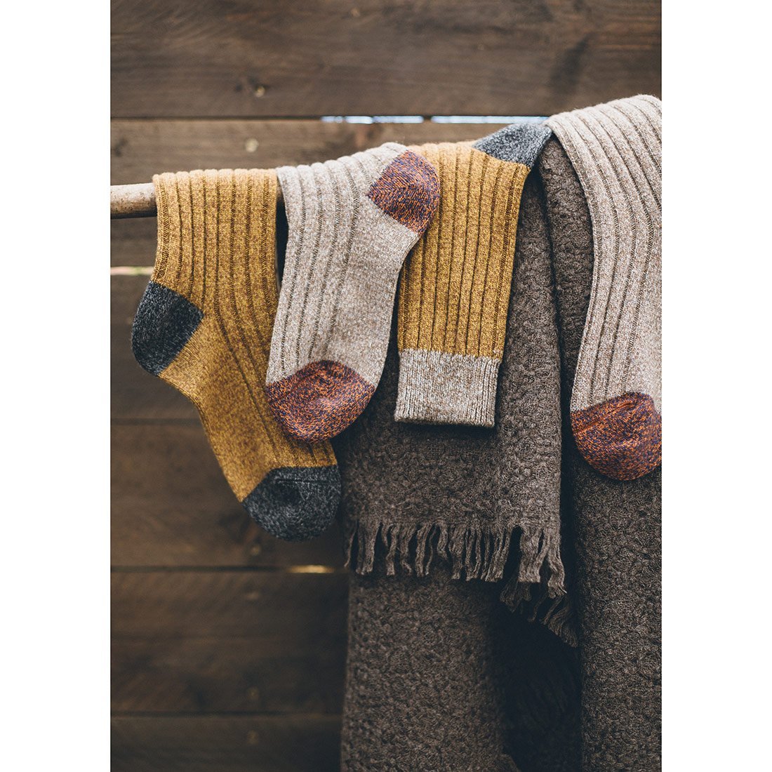 Ochre Colour Block Socks